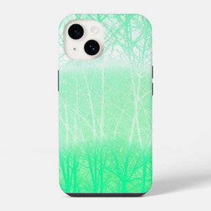 Funda Para iPhone 14 Ramas Verdes Menta Niebla Helada