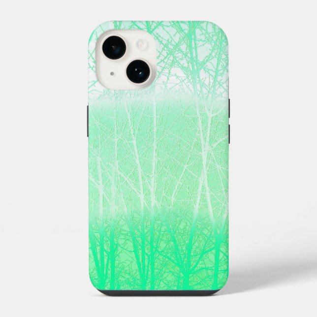 Funda Para iPhone Ramas Verdes Menta Niebla Helada (Reverso )