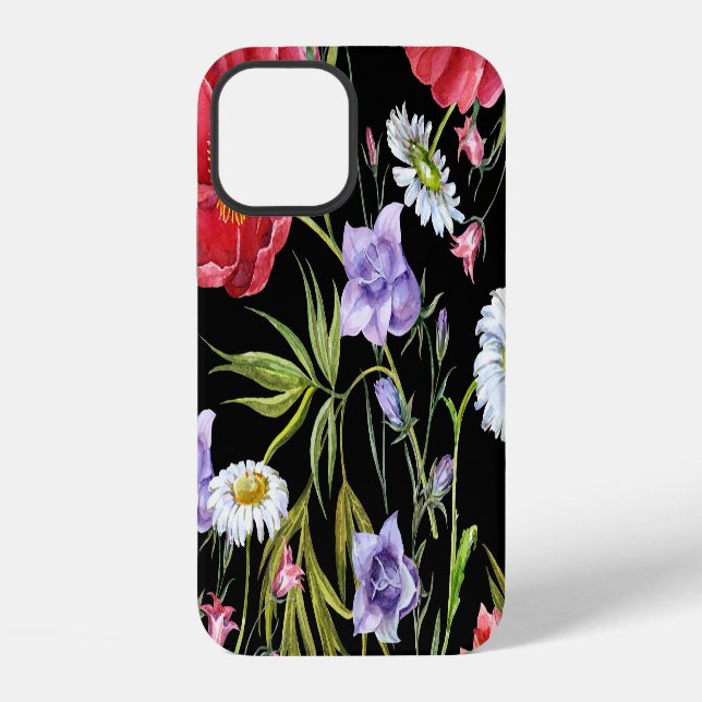 Funda Para iPhone Ramo de flores de acuarela: patrón continuo (Reverso )