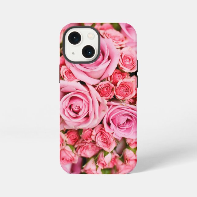 Funda Para iPhone Ramo de flores de rosa rosa (Reverso )