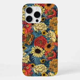 Funda Para iPhone 16 Pro Max Ramo de flores: rosas, peonías, margaritas y helec