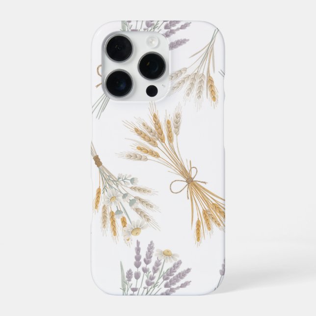 Funda Para iPhone Ramo de flores secas manzanilla lavanda trigo (Reverso)
