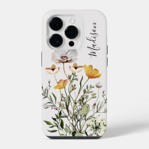 Funda Para iPhone 14 Pro Ramo de flores silvestres secas con caligrafía de 
