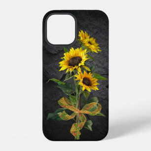 Funda Para iPhone 12 Ramo de girasoles sobre piedra negra