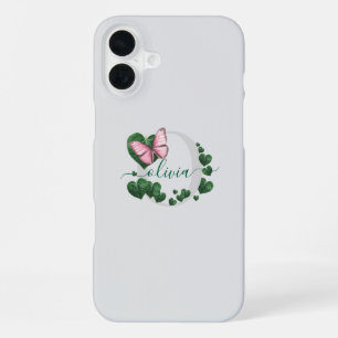 Funda Para iPhone 16 Plus Ramo de Hojas en Forma de Corazón