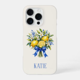 Funda Para iPhone 16 Pro Ramo de limón azul mediterráneo