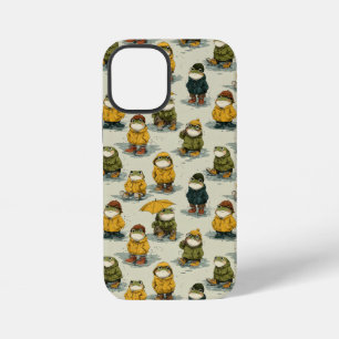 Funda Para iPhone 12 Mini Ranas Caprichosas con Impermeables Patrón