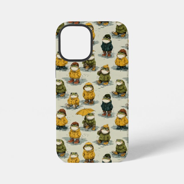 Funda Para iPhone Ranas Caprichosas con Impermeables Patrón (Reverso )