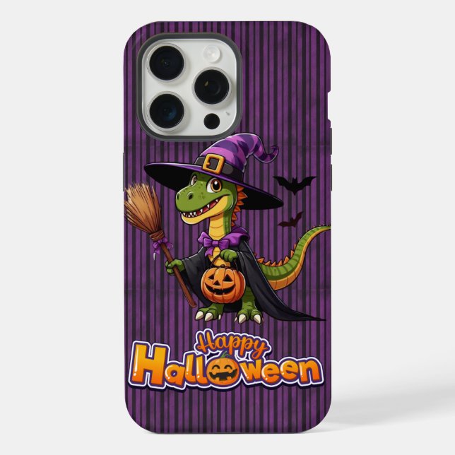 Funda Para iPhone Raptor de Halloween lindo/bruja de dinosaurio (Reverso )