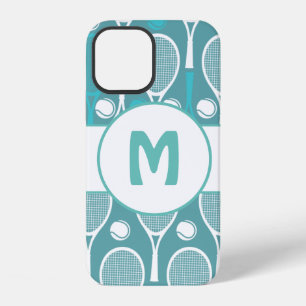 Funda Para iPhone 12 Raquetas de tenis azules y blancas Nombre del juga