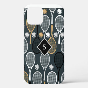 Funda Para iPhone 12 Raquetas de Tenis Personalizadas Monograma Nombre 