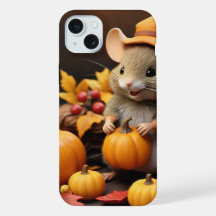 Ratón de caída adorable con calabazas IPhone 15 Fu