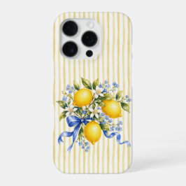 Funda Para iPhone 16 Pro Rayas Amarillas Limones Azules
