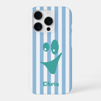 Funda Para iPhone 16 Pro Rayas Azul Cielo Mint Sonrisa Quirky