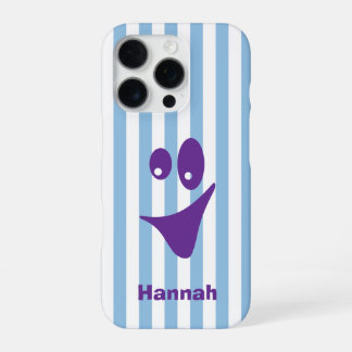 Funda Para iPhone 16 Pro Rayas Azul Cielo Morado Sonrisa Original