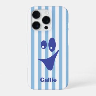 Funda Para iPhone 16 Pro Rayas Azul Cielo Navy Sonrisa Quirky