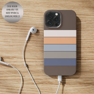 Funda Para iPhone 16 Pro Max Rayas Azules Beige Naranja Gris Oscuro Geniales