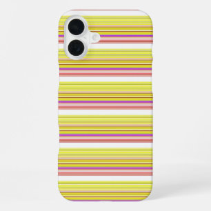 Funda Para iPhone 16 Plus Rayas blancas amarillas lindas