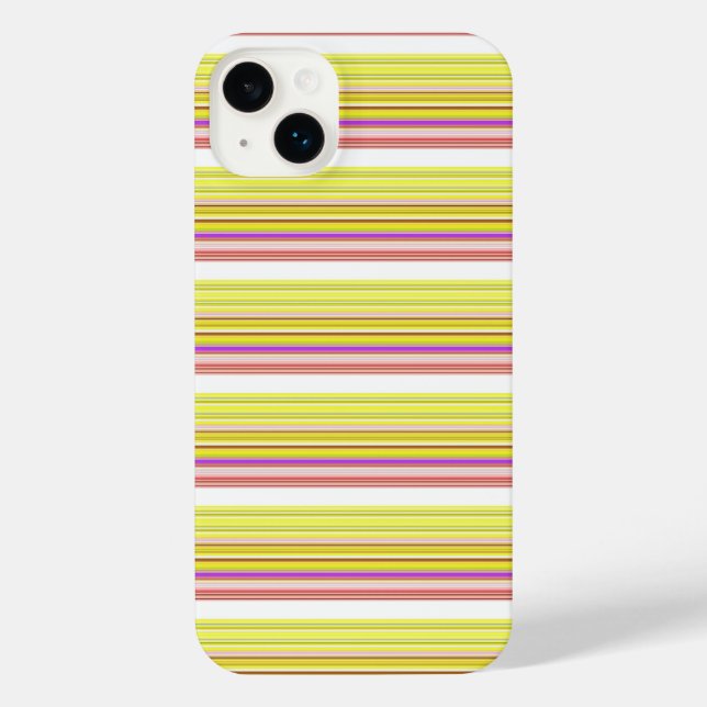 Funda Para iPhone Rayas blancas amarillas lindas (Reverso )