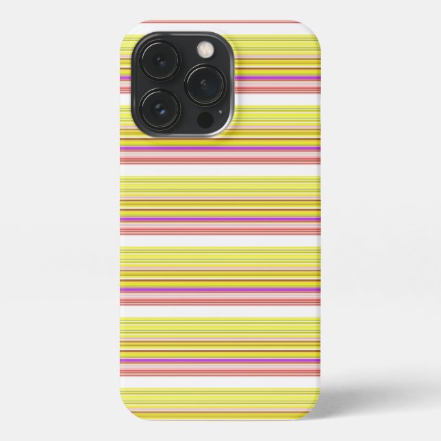 Funda Para iPhone Rayas blancas amarillas lindas (Reverso)