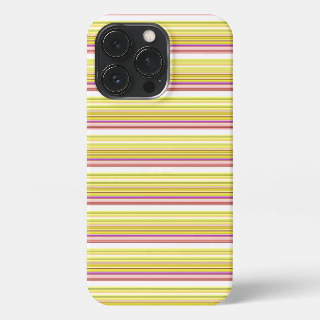 Funda Para iPhone Rayas blancas amarillas lindas (Reverso)