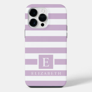 Funda Para iPhone 14 Pro Max Rayas Blancas Morado Suave Claro Pastel Personaliz