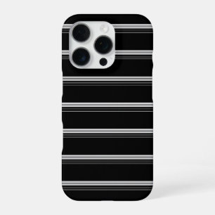 Funda Para iPhone 16 Pro Rayas blancas y negras chic 