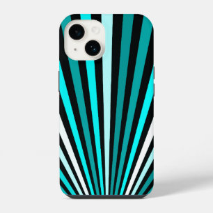 Funda Para iPhone 14 Rayas blancas y negras turquesa