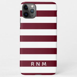 Funda Para iPhone 11Pro Max Rayas borgoñas otoñales con un juego de nombres o