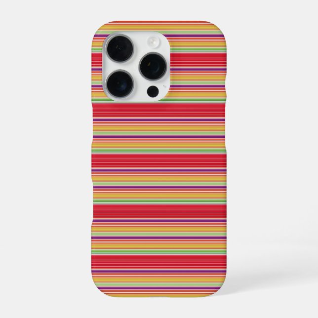 Funda Para iPhone Rayas coloridas rojas lindas (Reverso)
