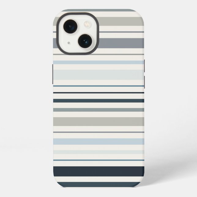 Funda Para iPhone Rayas Costeras Azules (Reverso )
