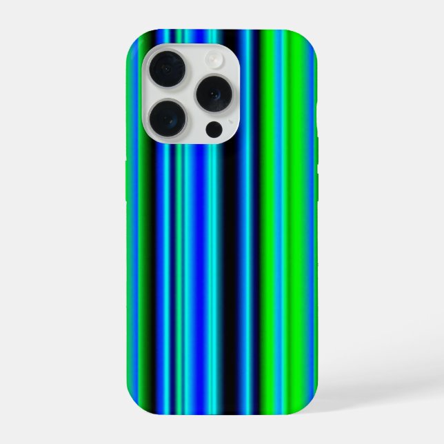 Funda Para iPhone Rayas de arcoíris azul verde (Reverso )