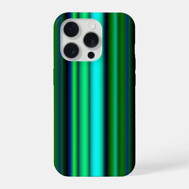 Funda Para iPhone Rayas de arcoíris azul verde (Reverso )