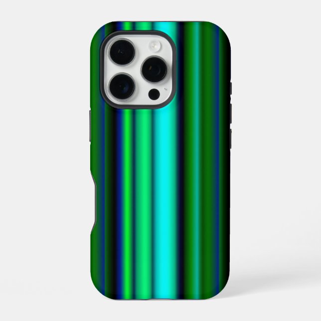 Funda Para iPhone Rayas de arcoíris azul verde (Reverso )