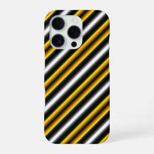 Funda Para iPhone 16 Pro Rayas de arcoíris blancas y negras amarillas