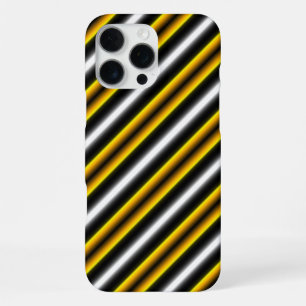 Funda Para iPhone 16 Pro Max Rayas de arcoíris blancas y negras amarillas