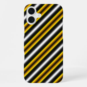 Funda Para iPhone 16 Plus Rayas de arcoíris blancas y negras amarillas