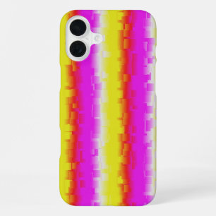 Funda Para iPhone 16 Plus Rayas de arcoíris de vidrio roto rosa amarillo