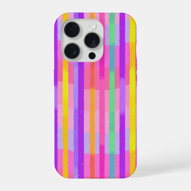 Funda Para iPhone Rayas de arcoíris pastel lindas (Reverso )
