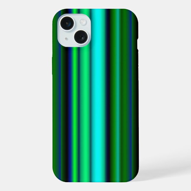 Funda Para iPhone Rayas de arcoíris verde azul (Reverso )