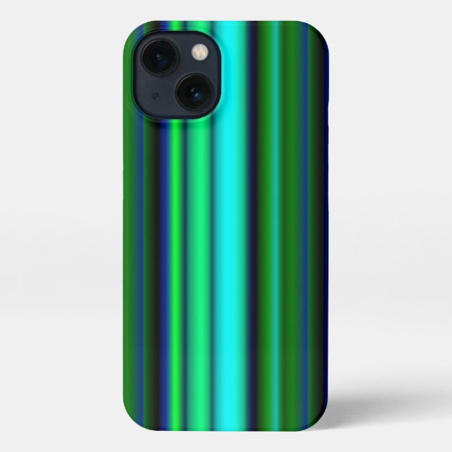 Funda Para iPhone Rayas de arcoíris verdes azules (Reverso )