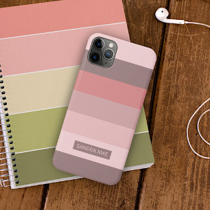 Funda Para iPhone 16 Pro Max Rayas de arte rosa malva taupe personalizadas