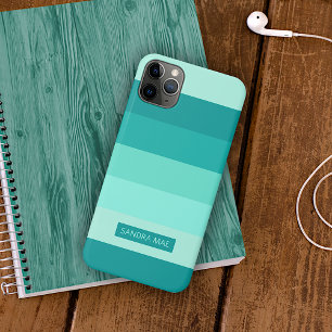 Funda Para iPhone 16 Pro Max Rayas de arte verde azul turquesa aguamarina negri