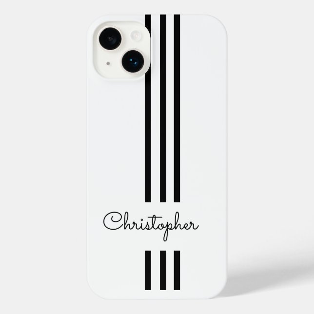 Funda Para iPhone Rayas de carreras modernas y elegantes monogramada (Reverso )