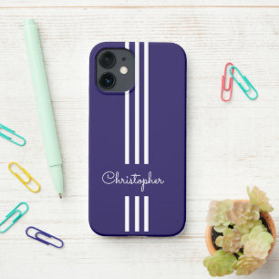 Funda Para iPhone 12 Mini Rayas de carreras modernas y elegantes monogramada