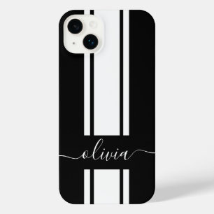 Funda Para iPhone 14 Plus Rayas de carreras modernas y elegantes monogramada