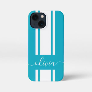 Funda Para iPhone 13 Mini Rayas de carreras modernas y elegantes monogramada