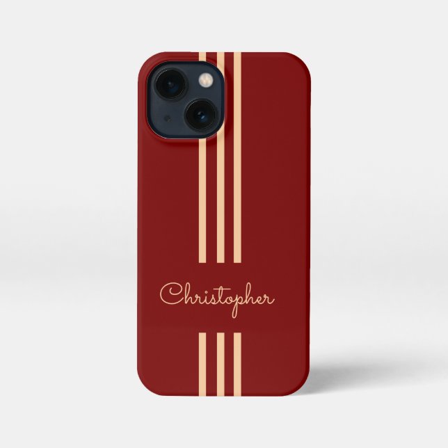 Funda Para iPhone Rayas de carreras modernas y elegantes monogramada (Reverso )
