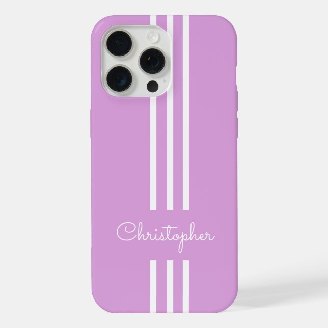 Funda Para iPhone Rayas de carreras modernas y elegantes monogramada (Reverso )