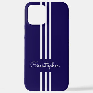 Funda Para iPhone 12 Pro Max Rayas de carreras modernas y elegantes monogramada
